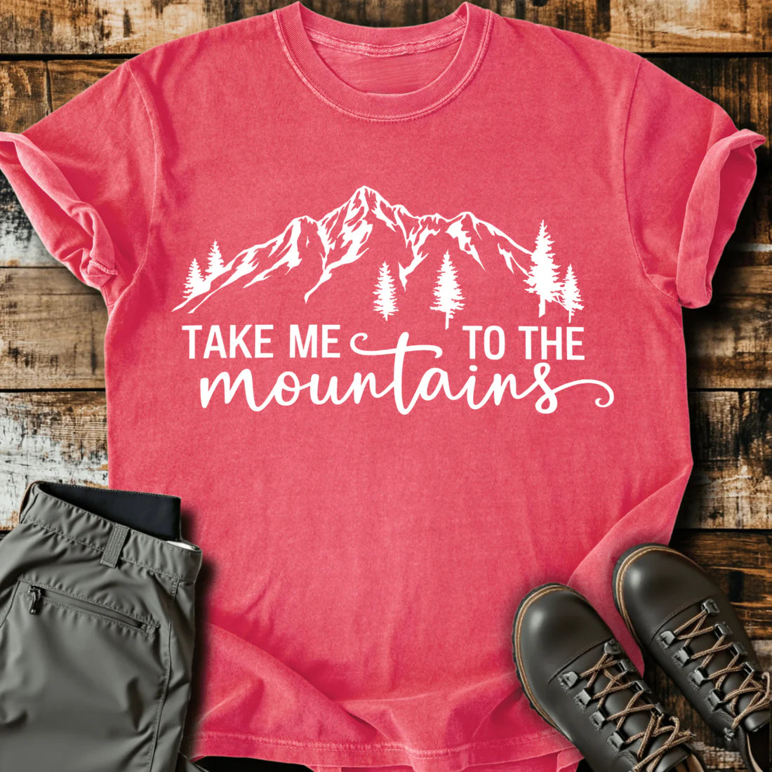 Take Me To The Mountains Script T-Shirt